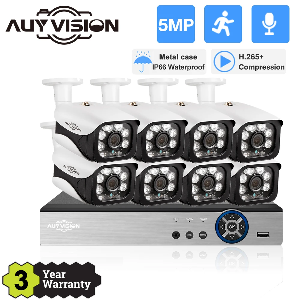 

8CH 4K POE NVR Security Surveillance 5MP Camera System Kit AI Human Detection Audio Record IP Camera H.265+ CCTV Video NVR Set