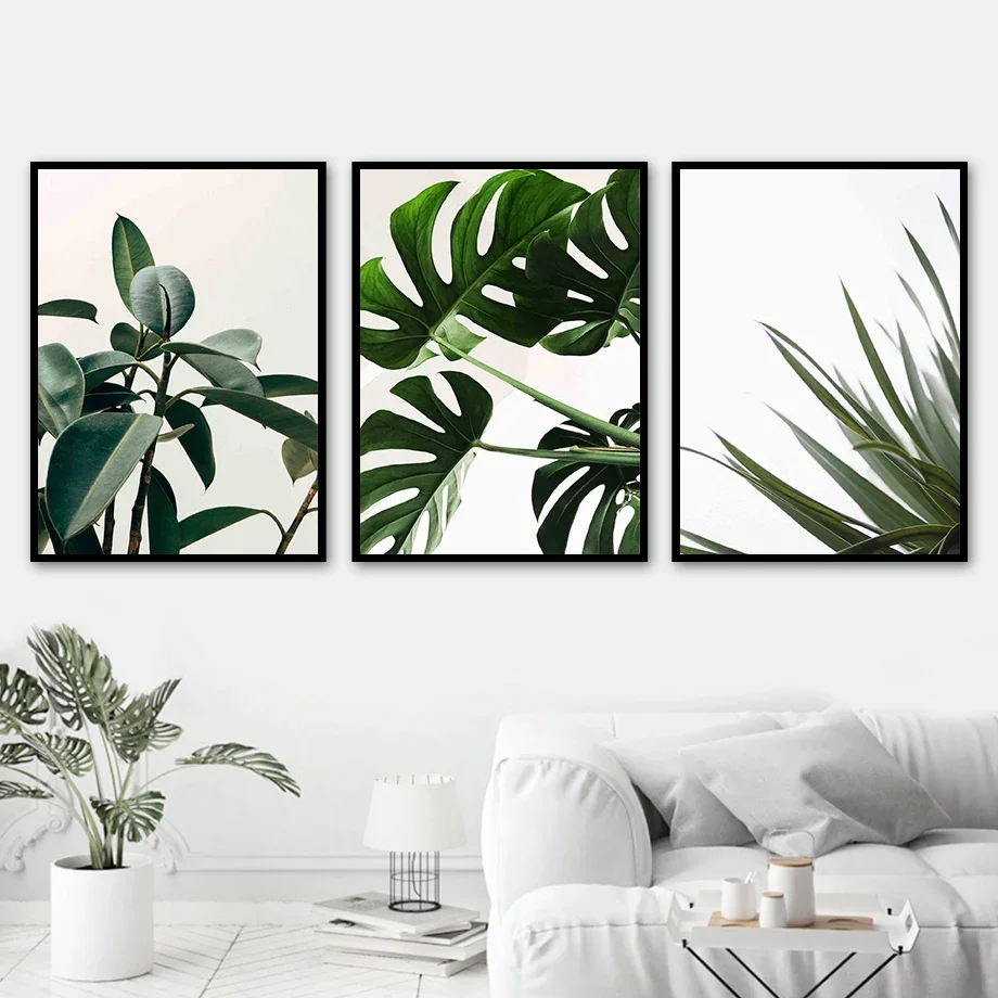 1pc frameless Canvas Painting Tropical Green Plants Monstera Sisal Leaf Wall Art Canvas Painting Posters And Prints Wall Picture