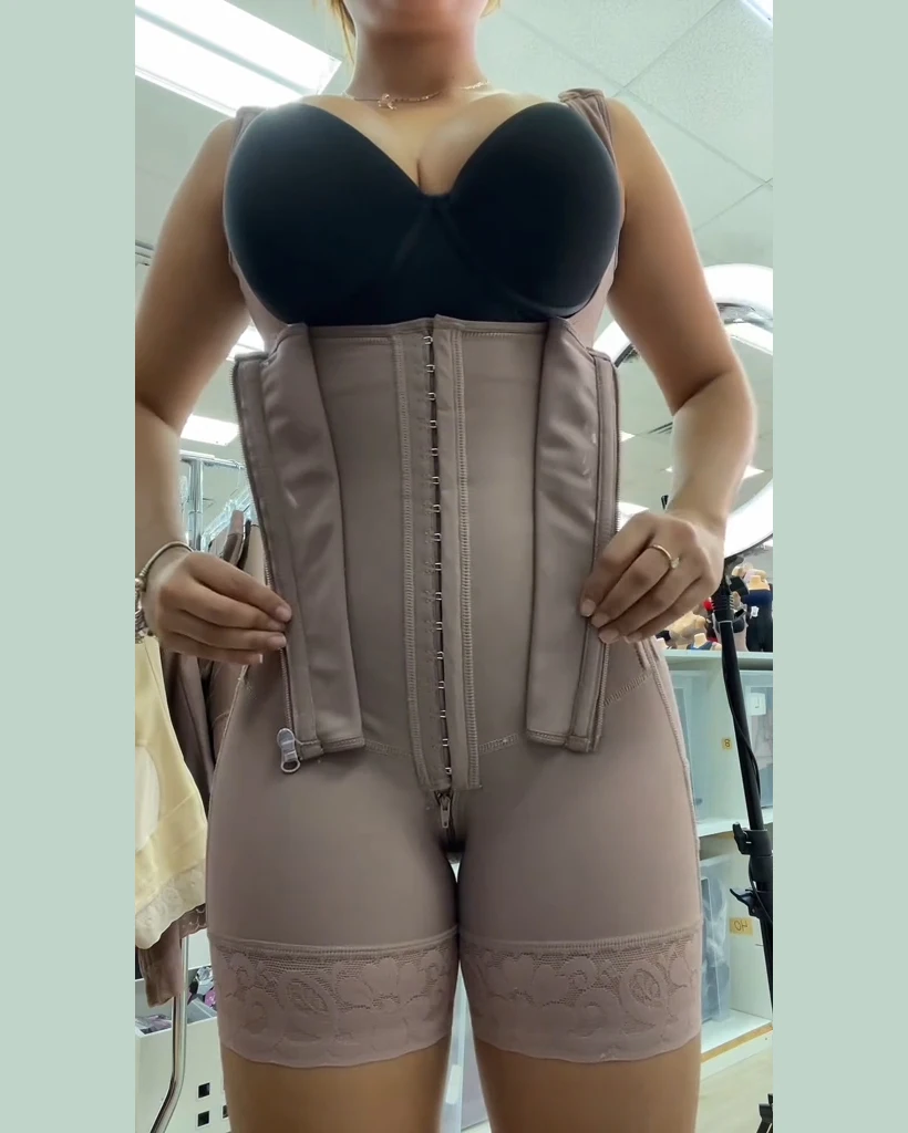 Women\'s Corset Bodyshaper High Compression Garment Abdomen Control Double Bodysuit Waist Trainer Open Bust Shapewear Fajas