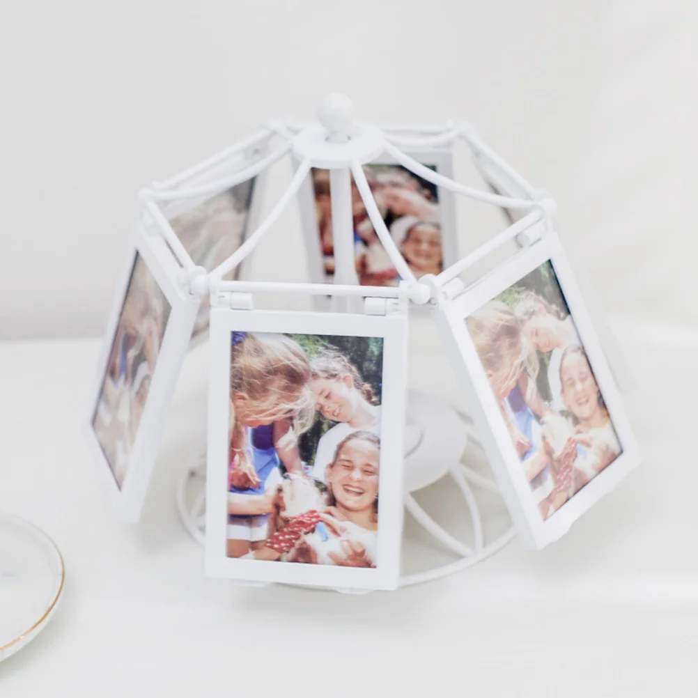 Ferris Wheel Photo Frame Office Decoration Rotating Picture Rotatable Stand Desk Display Abs Family Tabletop