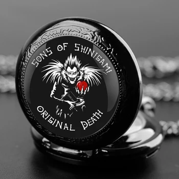 Death Note Design Vidro Dome Quartz Relógio de Bolso com Corrente Durável, Numeral Árabe Dial, Presentes Criativos para Homens e Mulheres