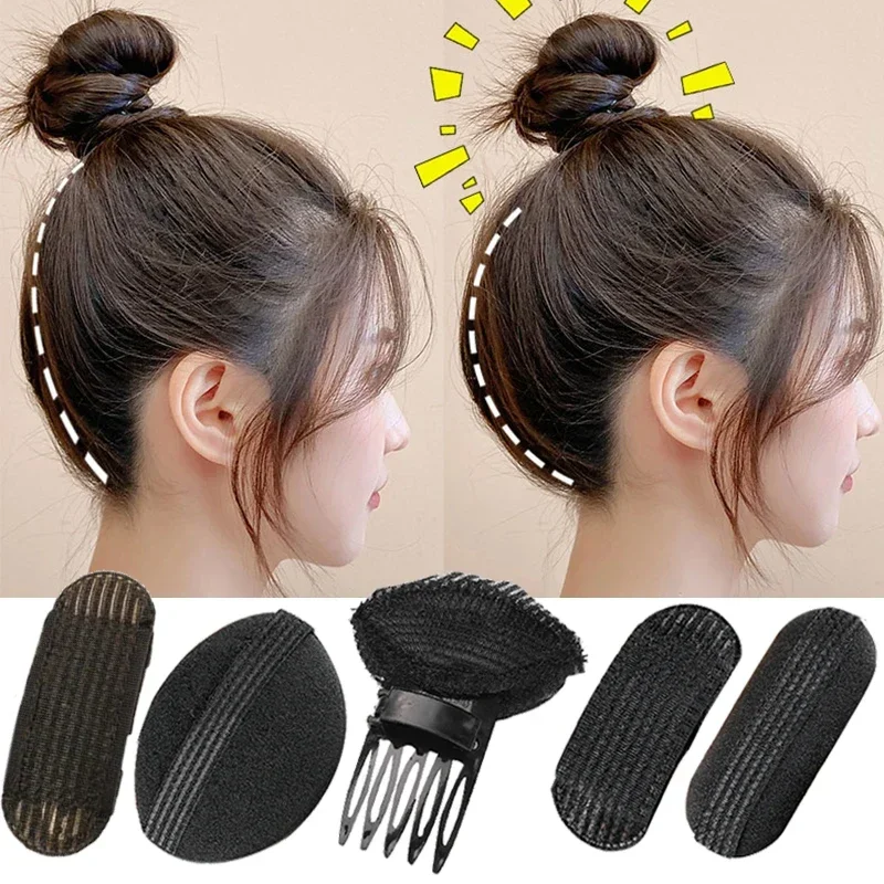 1 Set Puff Hair Head Cushion Invisible Volume Hair Base Fluffy Hair Clip Sponge Pad Bun DIY Hair Styling Tool for Women Girl