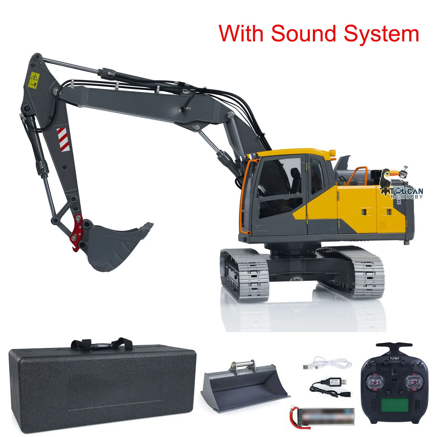 In Stock EC160E RC Hydraulic 1/14 Excavator 3 Arms Digger Machine Sound Light System Remote Control Model RC Toy Model Gifts