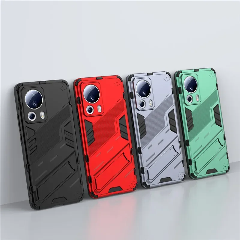 

For Xiaomi 13 Lite 5G Case Xiaomi 13 Lite Cover 6.55 inch Punk Armor Shockproof Hard Rubber Bracket Bumper For Xiaomi 13 Lite