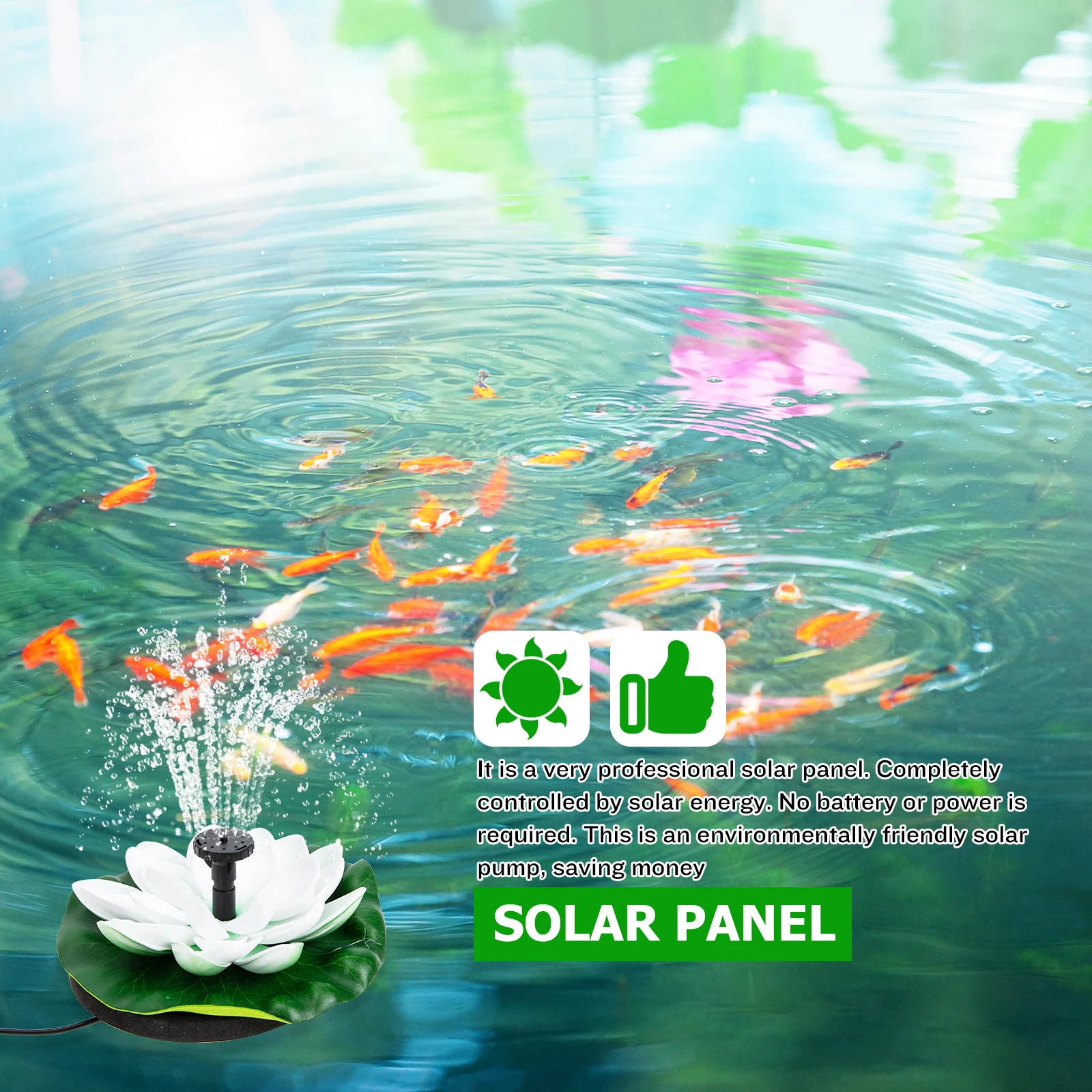 

1 set Solar Powered Lotus Fountain For Garden Pond Outdoor Decor Floating Water Pump, Abs Material, Pool Landscape Lighting,
