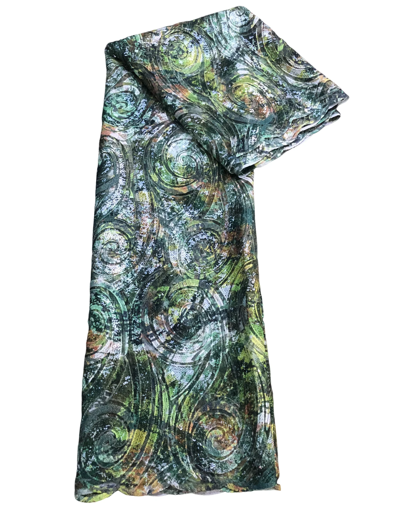 

New African Multicolor Sequins Lace Fabric 2024 High Quality Tulle Lace French Nigerian Net Lace Fabric For Sewing Wedding Dress