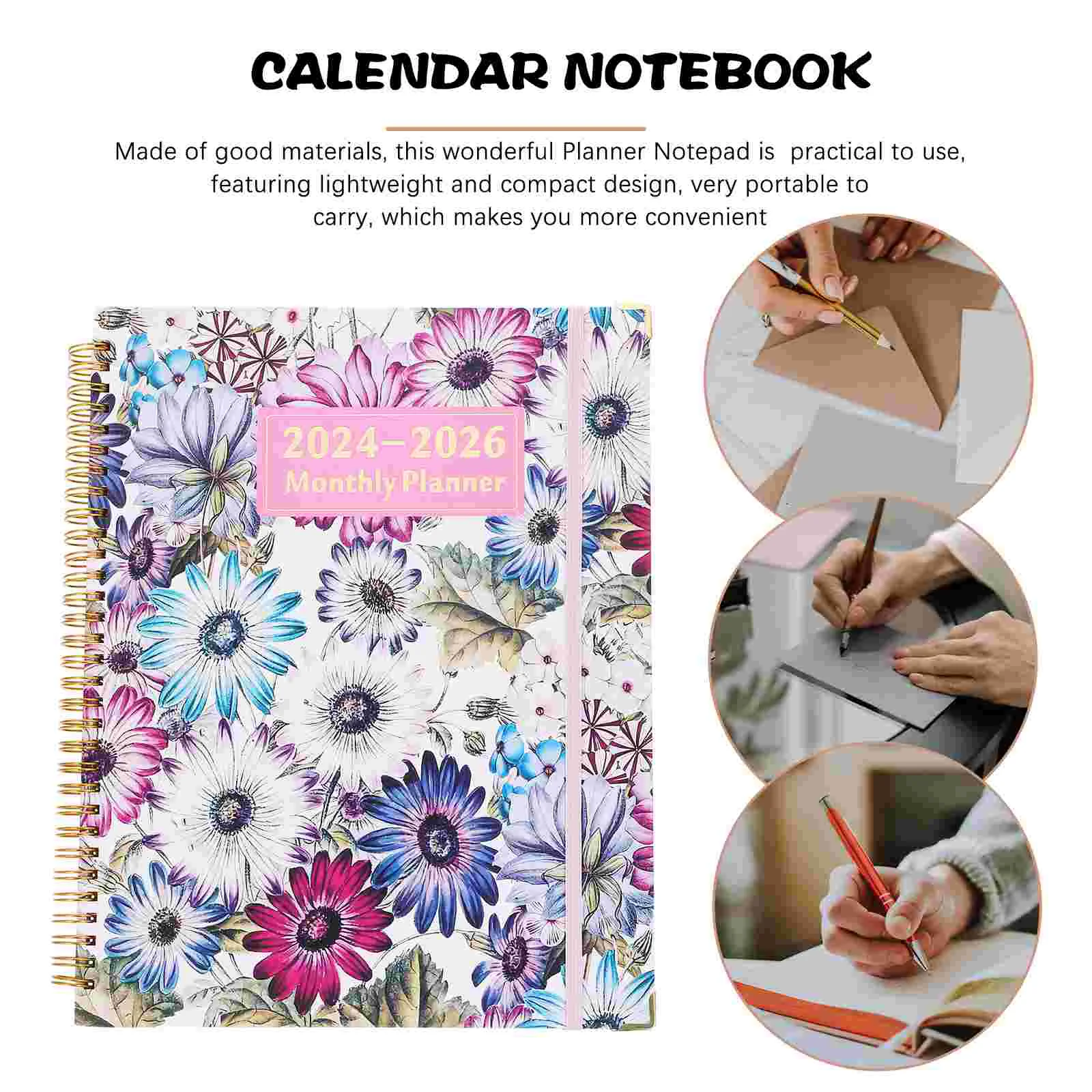 Year Planner 2024 Agenda Book Decorative Notepad Notebook for 2024-2026 with Monthly Tabs