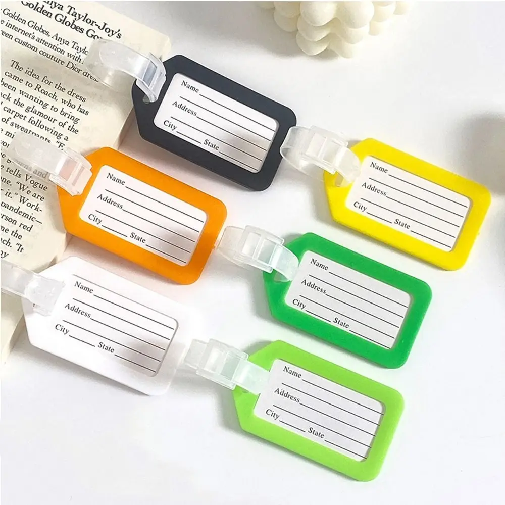 10Pcs Multicolor Plastic Luggage Tag Labels Suitcase Baggage Tags Name Address ID Label Bag Travel Accessories