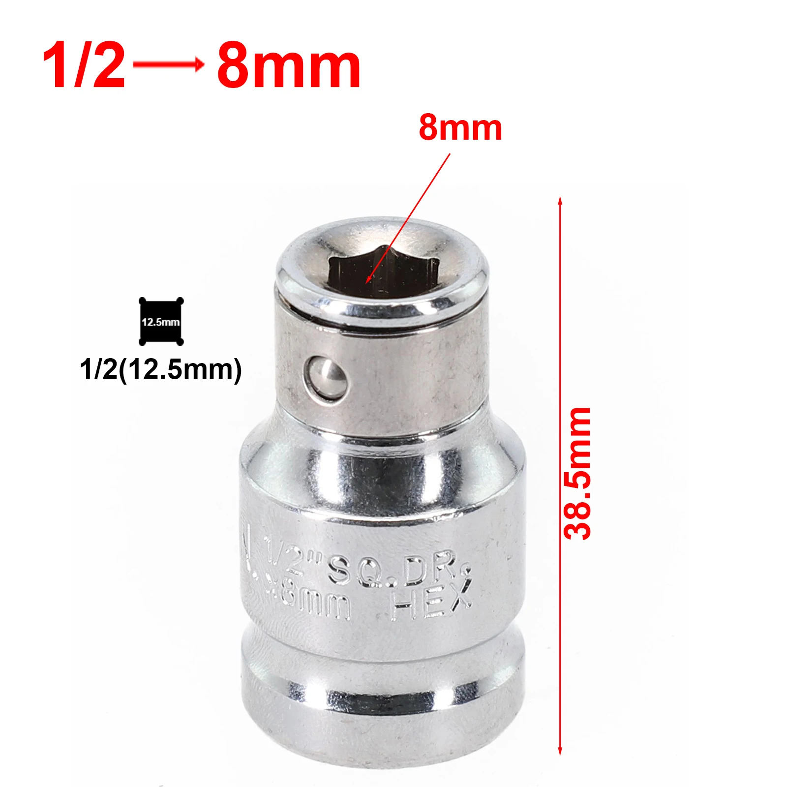 1/2 1/4 3/8 Inch Square Drive To 1/4 3/8 M8 M10 Hex Socket Adapter Converter Chuck Adapter For Impact Air And Electric Wrench