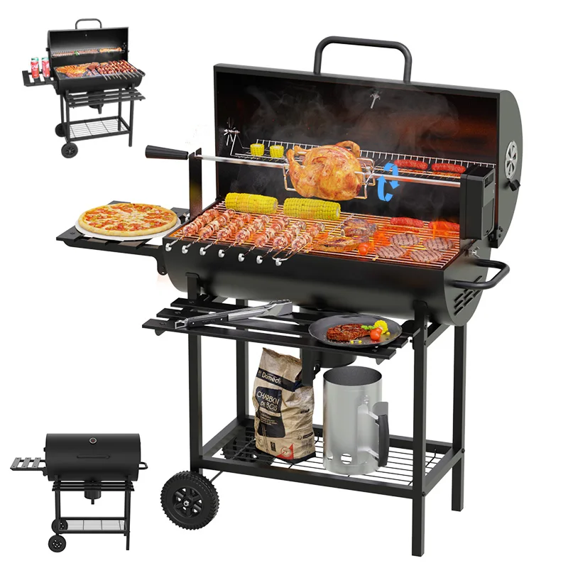 

Heavy Duty Barrel Automatic Chicken Rotary Kit BBQ Grill Iron Manual Grill Shop Charcoal BBQ Grill Outdoor Party
