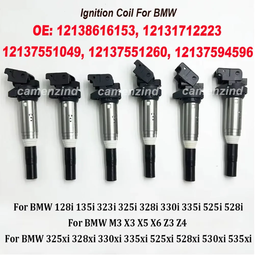

6PCS Ignition Coil 12138616153 12137594596 0221504470 12137551049 For BMW 323i 325i 328i 335i 525i 528i 530i M3 X3 X5 X6 Z3 Z4