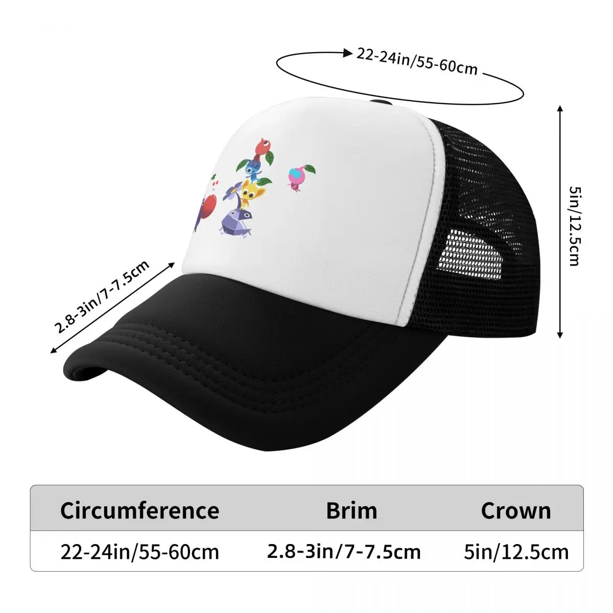 Pikmin Collage Of Characters Cap Fashion Casual Mesh Baseball Caps Adjustable Hat Hip Hop  Unisex Baseball Hats Polychromatic