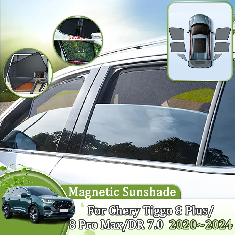 

For Chery Tiggo 8 Pro / 8 Pro Max / 8 Plus 2020~2024 Window Magnetic Car Mesh Sunshade Visor Sun Shade Curtains Auto Accessories