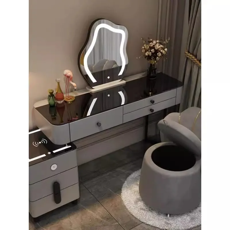 Light luxury smart dresser bedroom modern simple wireless charging dressing table storage cabinet integrated solid wood makeup