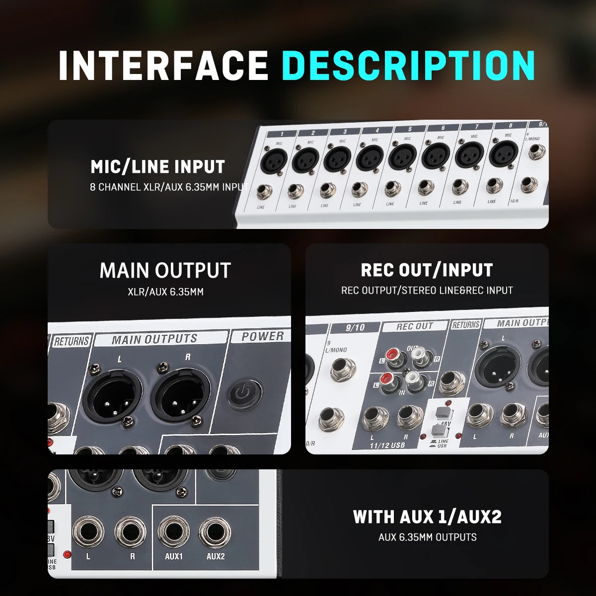 Mezcladora de audio BOMGE de 1 - Audio Interface reseña y precio