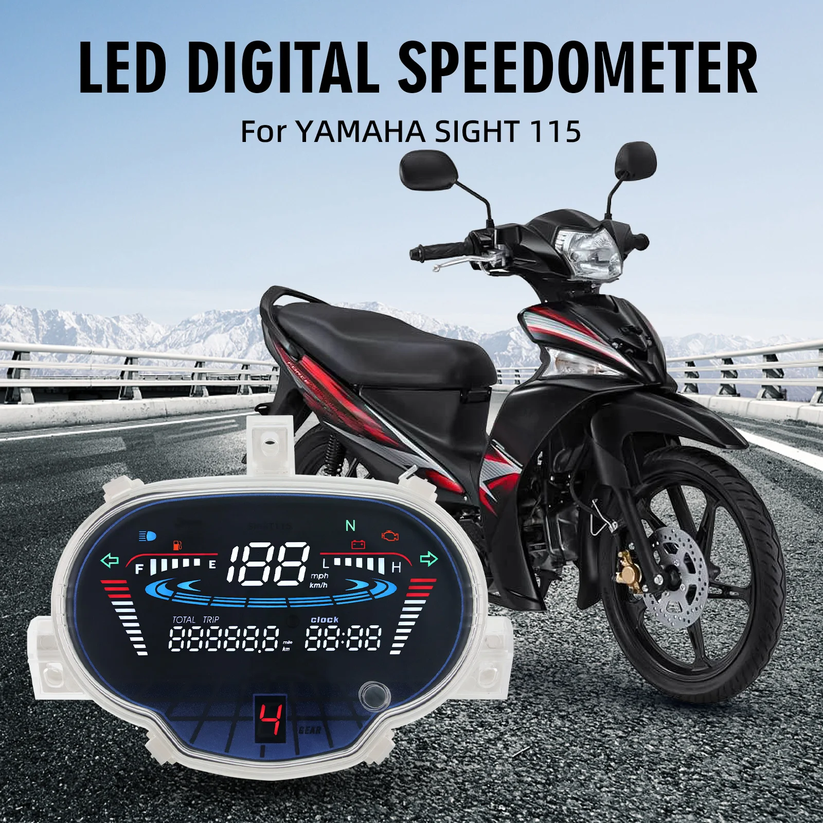 Digital Motorcycle Speedometer For YAMAHA Sight 115/Crypton Fi 114 Sirius fi VEGA RR Odometer Instrument RPM Fuel Level Meter