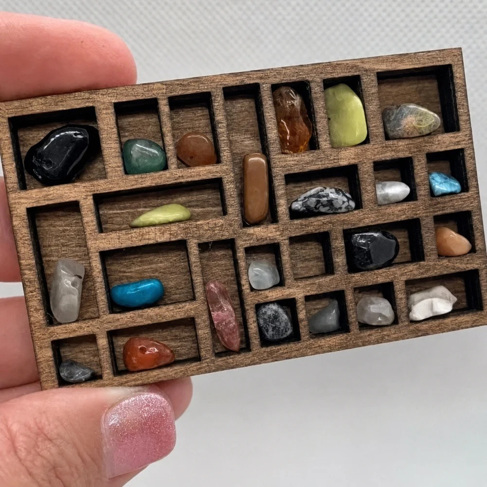 Wooden Luxury Miniature Trinket Jewelry Display Storage Box Ore-Specimen Storage Display Tray For Collectors Of Micro-Trinkets