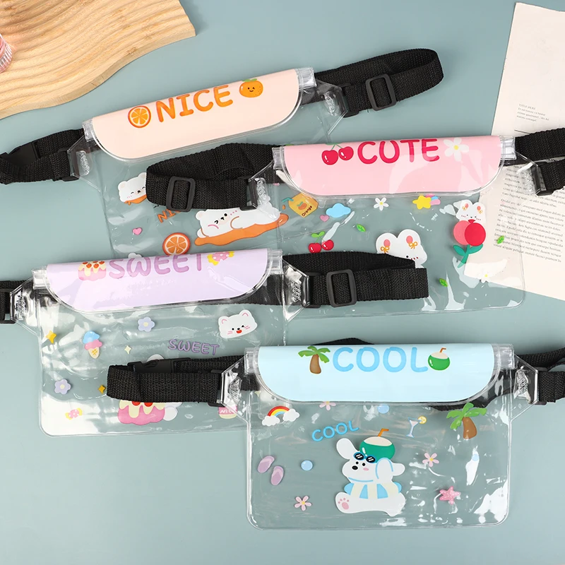 

1pc Cartoon Waterproof Waist Bag Shoulder Bag Floating Waterproof Phone Bag Transparent Underwater Dry Protection Bag For Phone