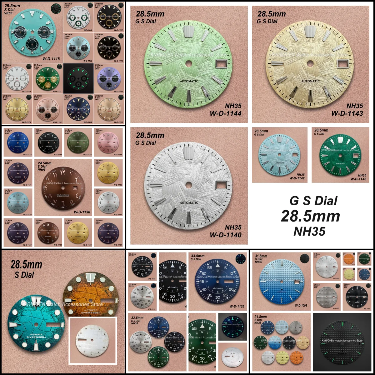 

24/28,5/29,5/31/3,5 мм S/GS/S5 логотип DTN циферблат подходит для NH05/NH35/NH36/VK63 механизм зеленый/без светящихся аксессуаров для модификации часов
