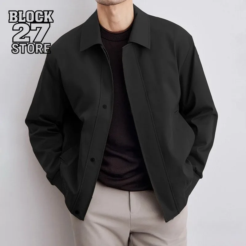 سترة هاراجوكو الرجالية ذات طية صدر السترة لربيع وخريف موضة جديدة لون نقي معطف غير رسمي للأعمال ملابس خروج عصرية ملابس خارجية تصميم