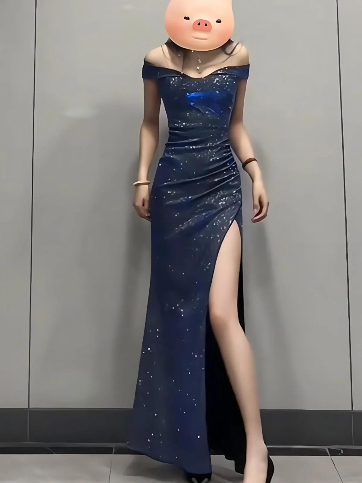 Vestido de noite sexy sem alças com fenda, modelo Wiwi Starry , vestido longo de um ombro só, cintura alta, até o chão, pa...