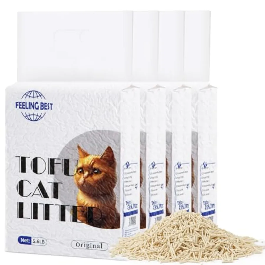 

Наполнитель для кошачьего туалета из тофу, 22.4 фунта (10 кг) и 5.6 фунта (2.5 кг), 4 упаковки, быстро комкующийся, без пыли, 100% натуральные ингредиенты, смываемый, ультра-впитывающий и быстродействующий.