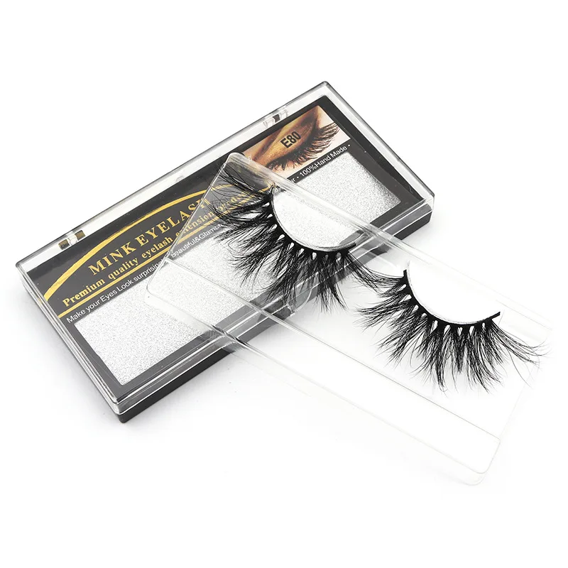 5D Mink Hair False Eyelashes 25MM Long Cross Eyelashes Thick Exaggerated E80 Series