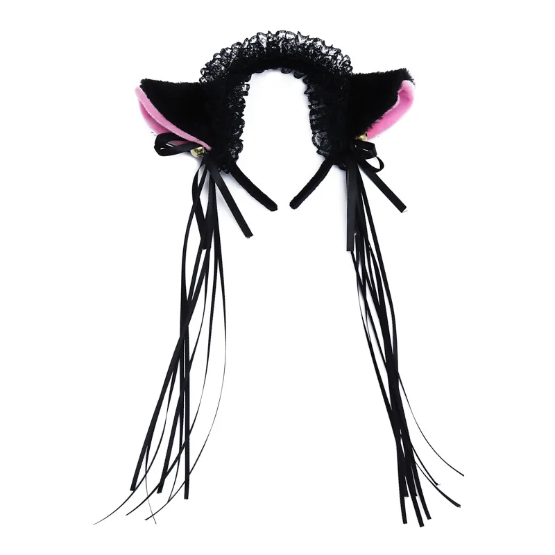 Glowing Cat Ear Headband Party Anime Costume Accessories Light Up Bell Ribbon Tassel Led Flashing Plush Furry Hairband 25pcs/Lot