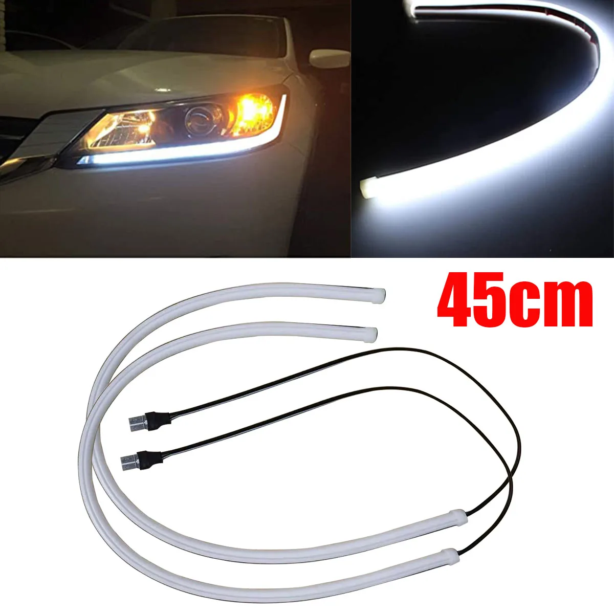 

White Illuminating LED DRL Strip Headlight Retrofit For 13-15 Honda Accord Sedan