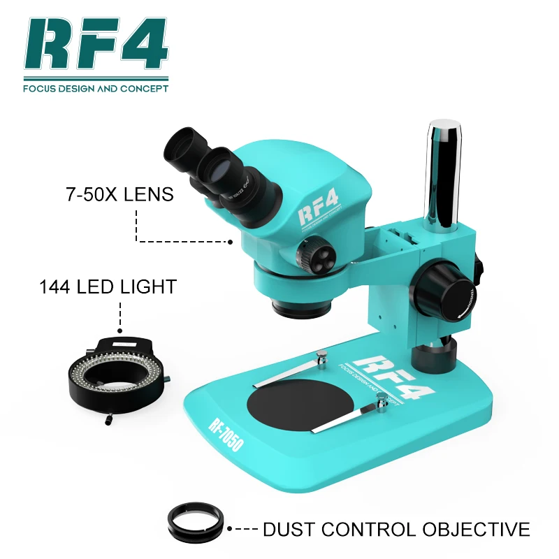 RF4 7-50X Continuous Magnification Observation BGA Welding Jewelry Binocular Stereo Zoom Microscope RF7050