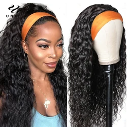 Unice Hair Headband Wig Human Hair Headband Scarf Wig Water Wave Human Hair Wigs No Glue No Sew In Beginner Friendly 150%Density