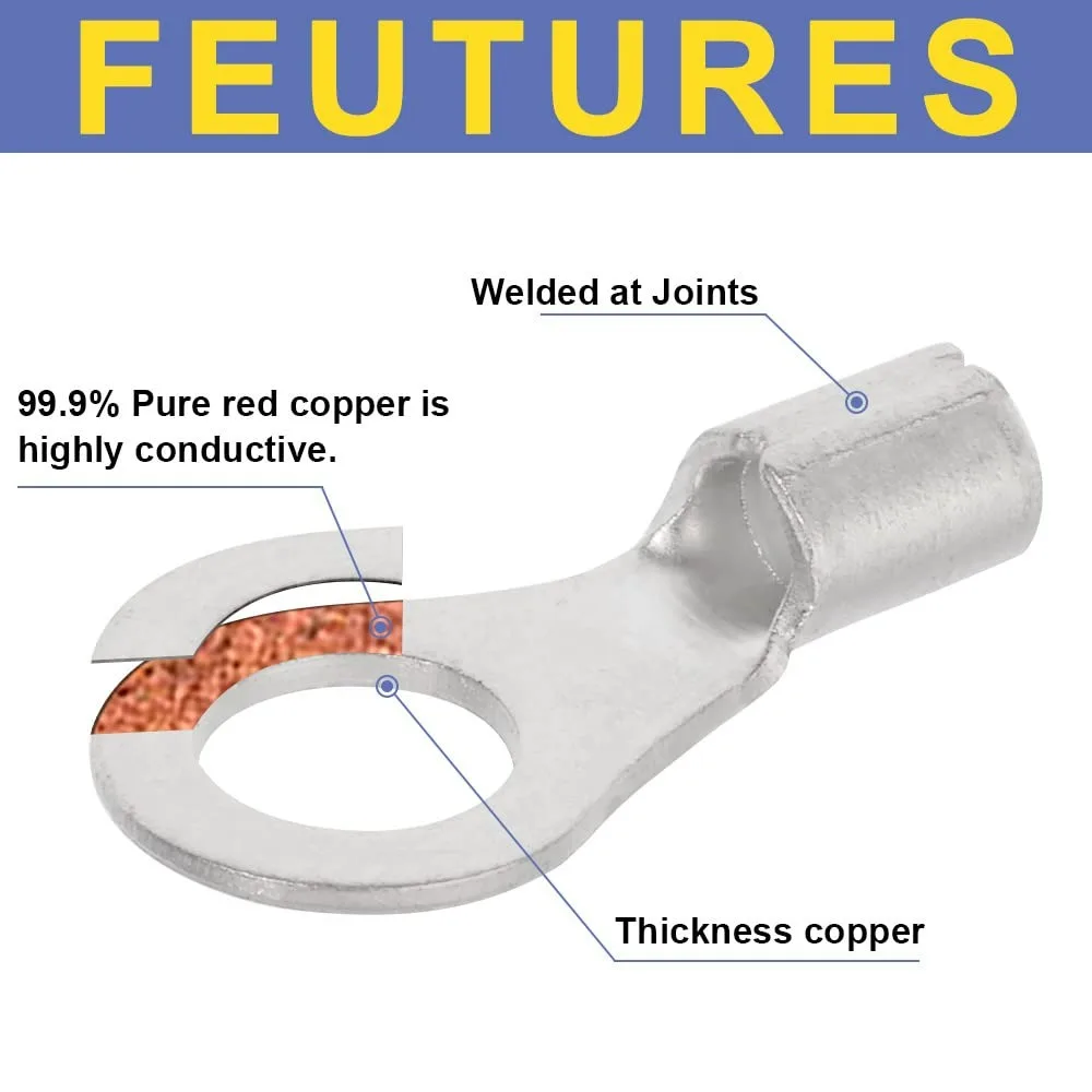 330Pcs Non-Insulated Ring Fork U-type Brass Terminals Assortment Kit Cable Wire Connector Crimp Terminals