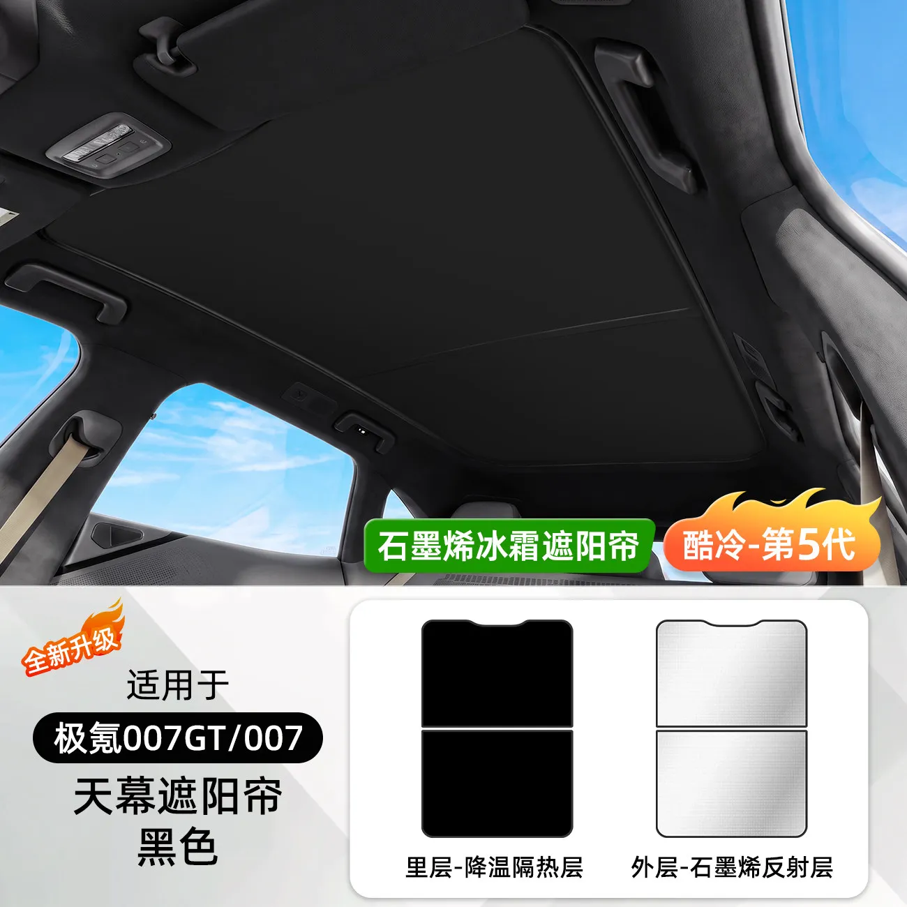 Sunroof Sunshade for Zeekr 7GT 25-26 Panoramic Roof Front Windshield Side Window Privacy Curtain Graphene Heat Insulation