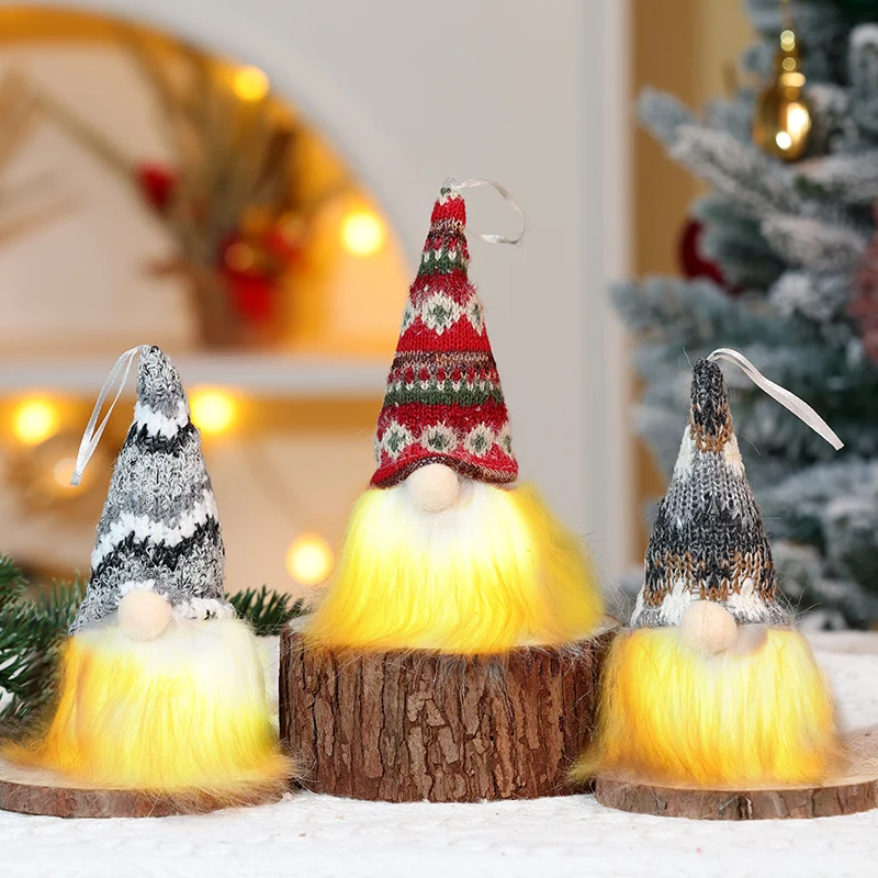 Christmas Faceless Dwarf Santa Claus Decoration 3-Piece Set Christmas Tree Pendant Doll Decoration Home Pendant