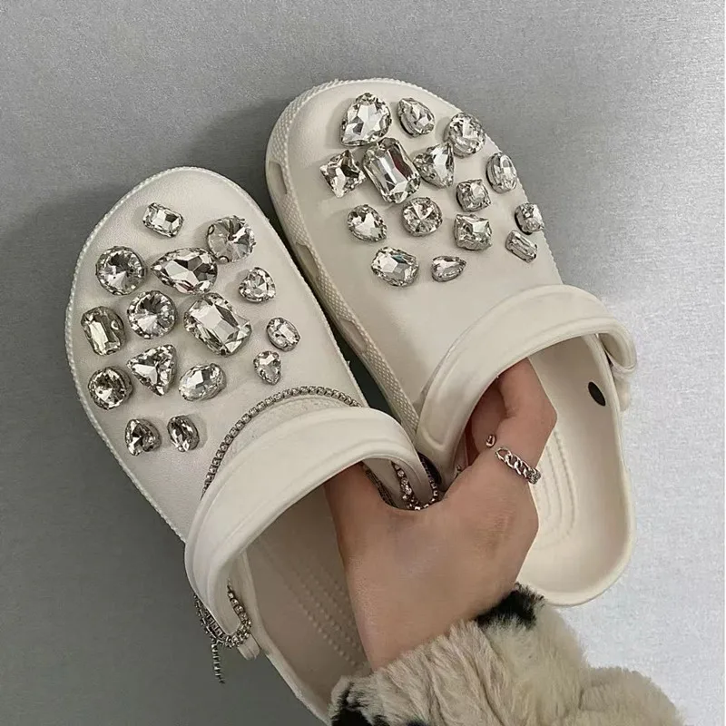 Nuovi ciondoli per scarpe con foro per fai da te con strass di cristallo fibbia decorativa staccabile per accessori per ciondoli per scarpe regalo per ragazze per feste per bambini