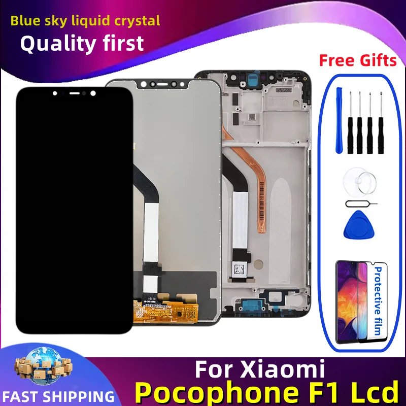 

Original LCD Display with Frame for Xiaomi Poco F1, Touch Screen Digitizer, Assembly Replacement, Original