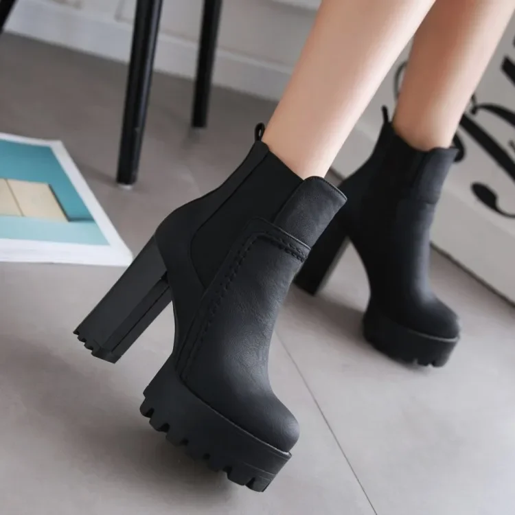 Big Size boots women shoes ankle boots for women ladies boots Splicing stretch cloth waterproof table