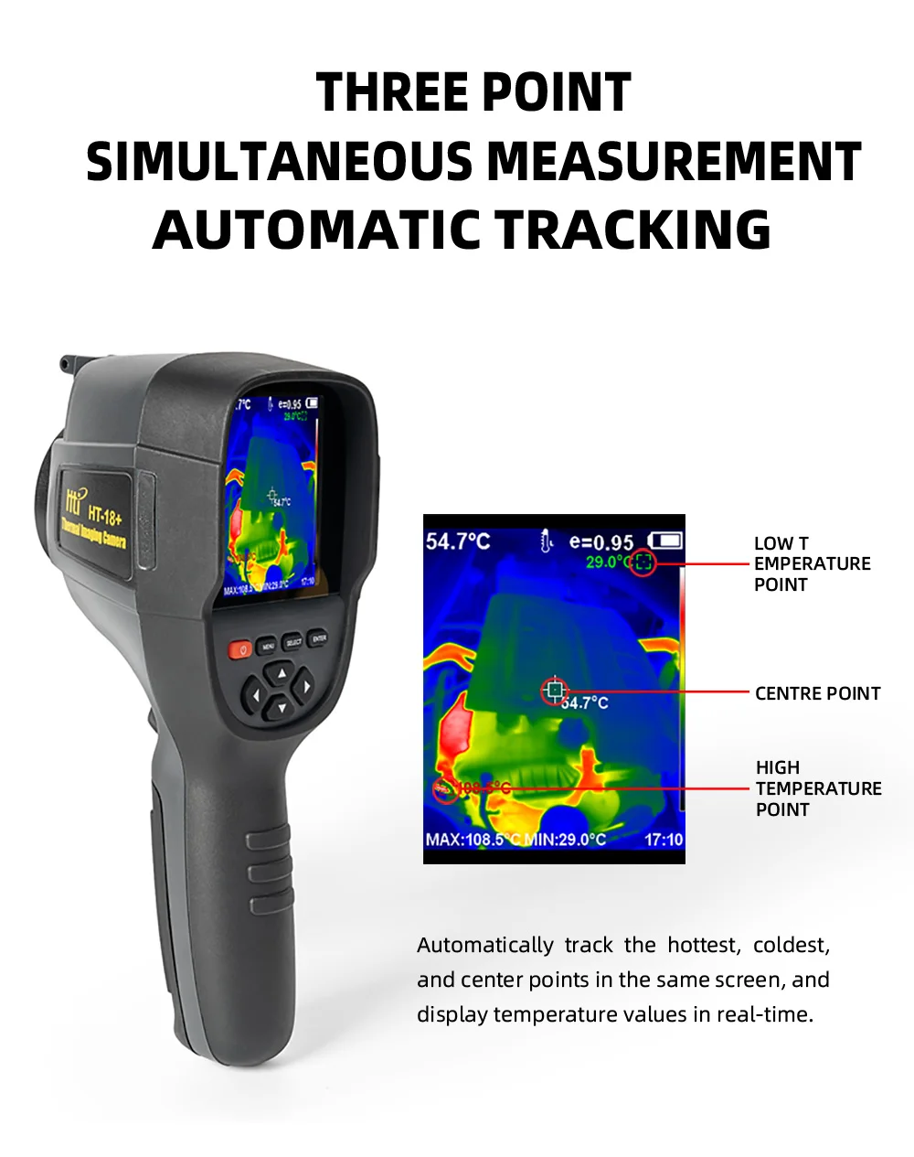 HTI HT18+ Industrial Thermal Infrared Camera with Rapid Warmth Detection & Customizable Image Analysis Software