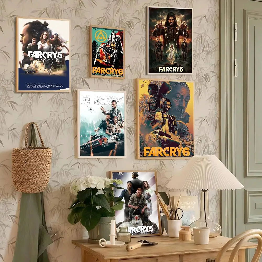 FPS Action shooting F-FarCry game Anime Posters Sticky Waterproof Paper Sticker Coffee House Bar Kawaii Room Decor