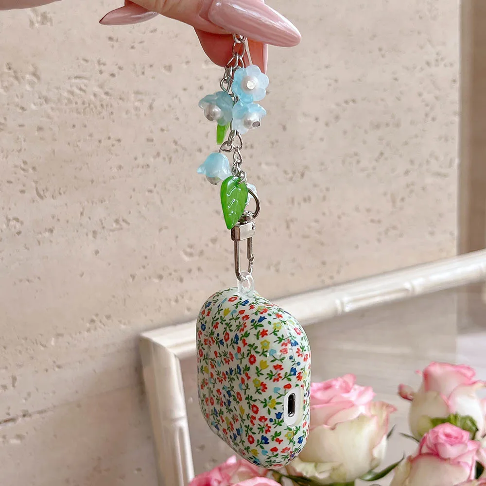 حافظة جميلة فنية صغيرة على شكل زهور لأجهزة AirPods Pro3 سلسلة مفاتيح رنين الرياح غطاء ناعم لأجهزة AirPods 4 2 3 Pro 2 غطاء ناعم #6