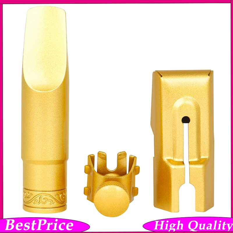 Professional Soprano Saxophone Mouthpiece Matte Gold Plated Brass Easy Blowing Clean Responsive Tone Gold Screw Mouthpiece