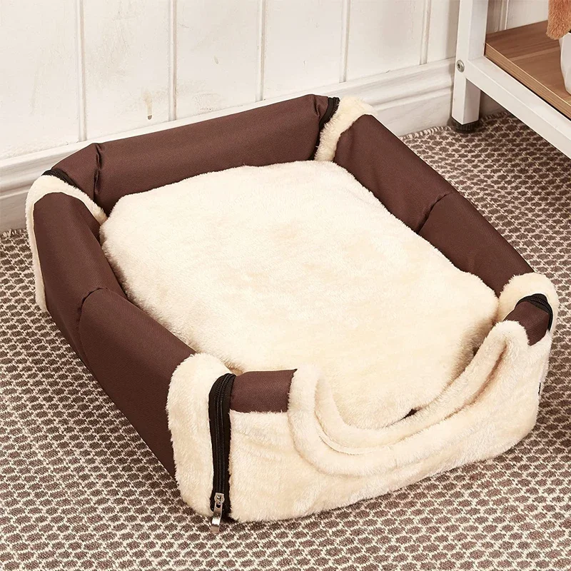 Pet Bed Foldable Dog House Kennel Soft Tent Indoor Enclosed Warm Plush Sleeping Nest Basket with Removable Cushion For Cats Dogs