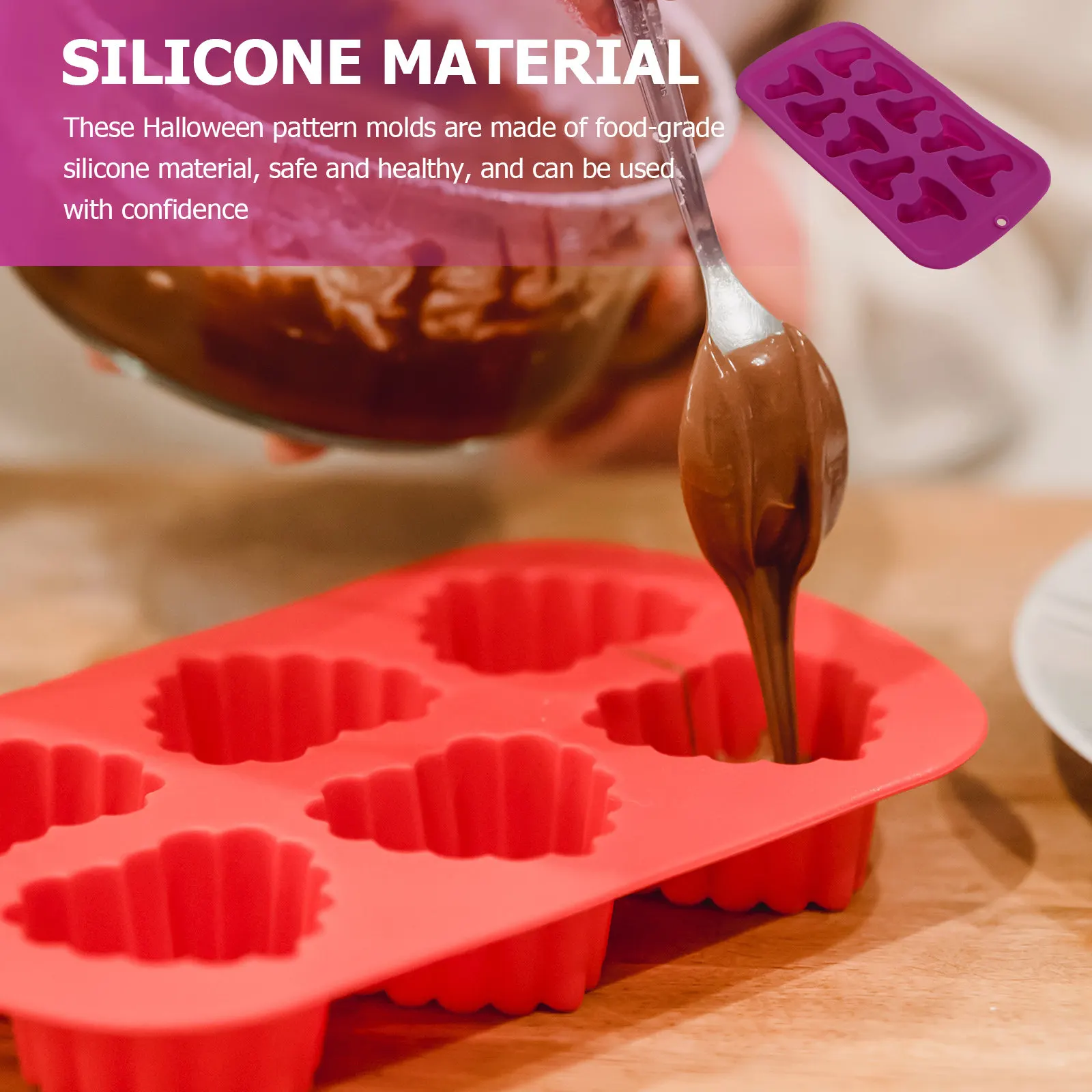 2Pcs Purple Halloween Wizard Hat Silicone Molds Reusable Chocolate Ice Cube Makers Candy Baking Baking Accessories DIY Kitchen