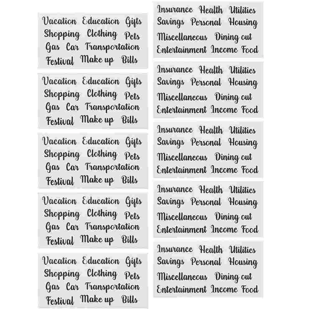 5 set di adesivi per contanti, budget, etichette per la casa, etichette per buste per uso quotidiano, autoadesive multifunzione per la casa