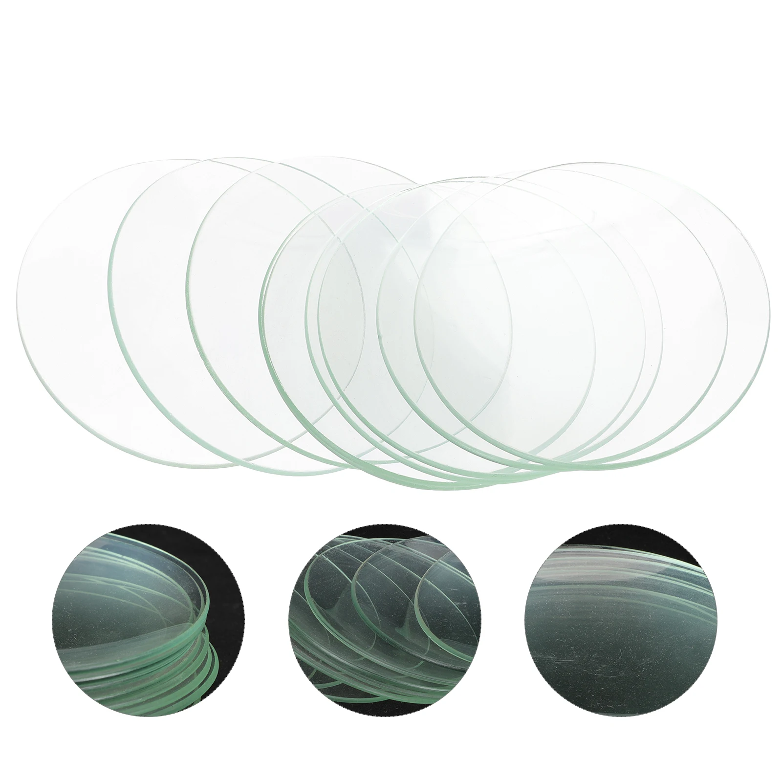 

10Pcs High Temperature Resistant Laboratory Watch Glasses Transparent Round Flat Evaporating Dishes for Science Experiment