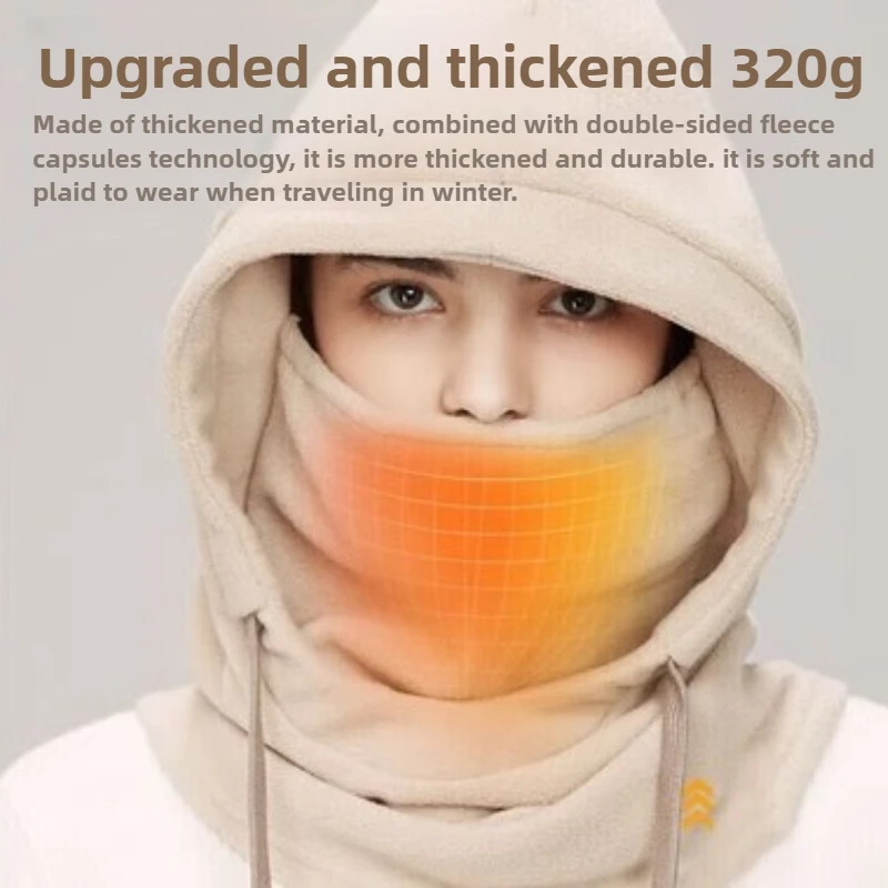 Scarf hatneck warmer windproof and warmfor skiing and cycling, double-sided fleece unisex,winter thickened cold-proof face mask