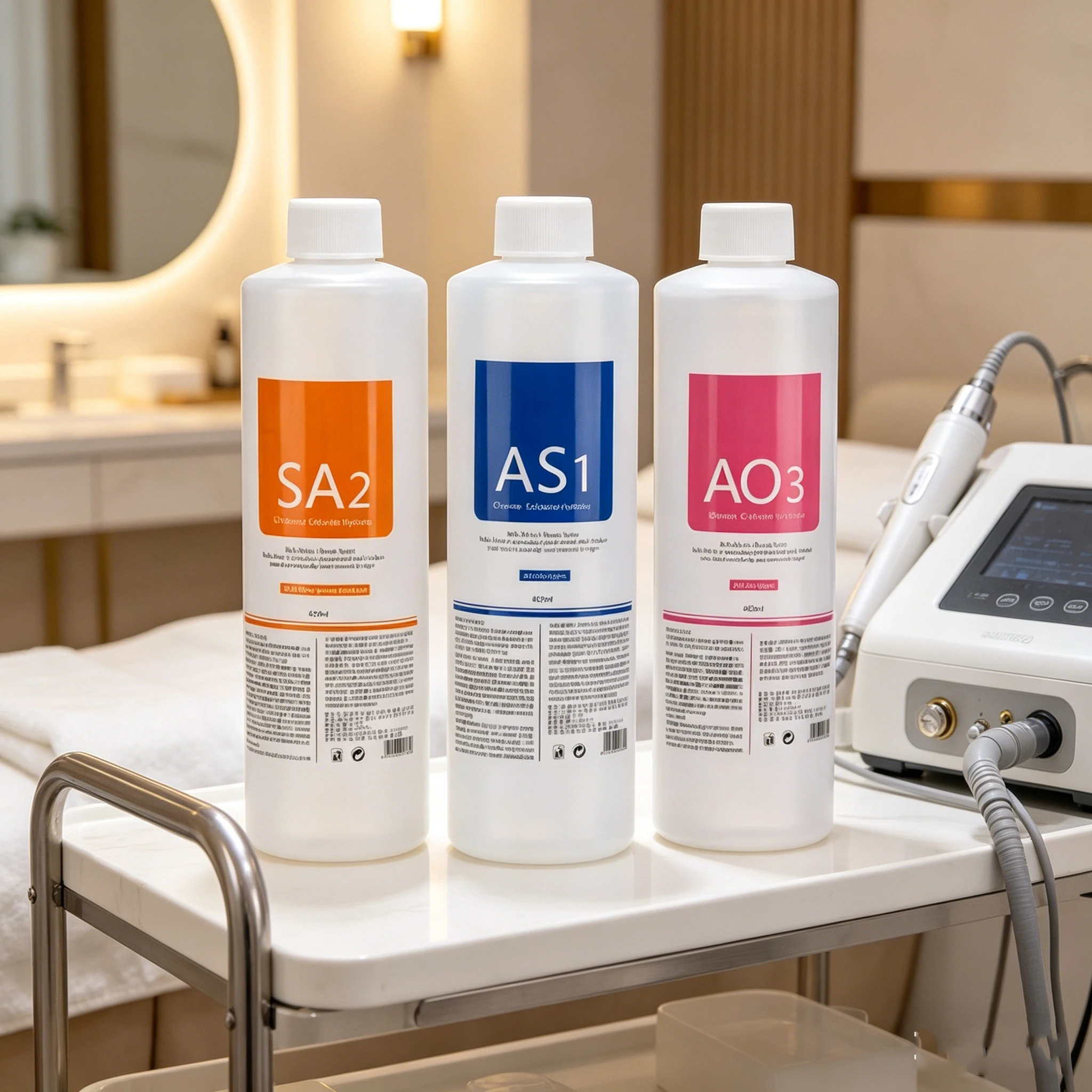 3PCS Skincare Deep Cleansing AS1 SA2 AO3 Líquido Esfoliante à Base de Água para Limpeza Profunda, Redução de Poros e Hidratação para Salão de Beleza Facial