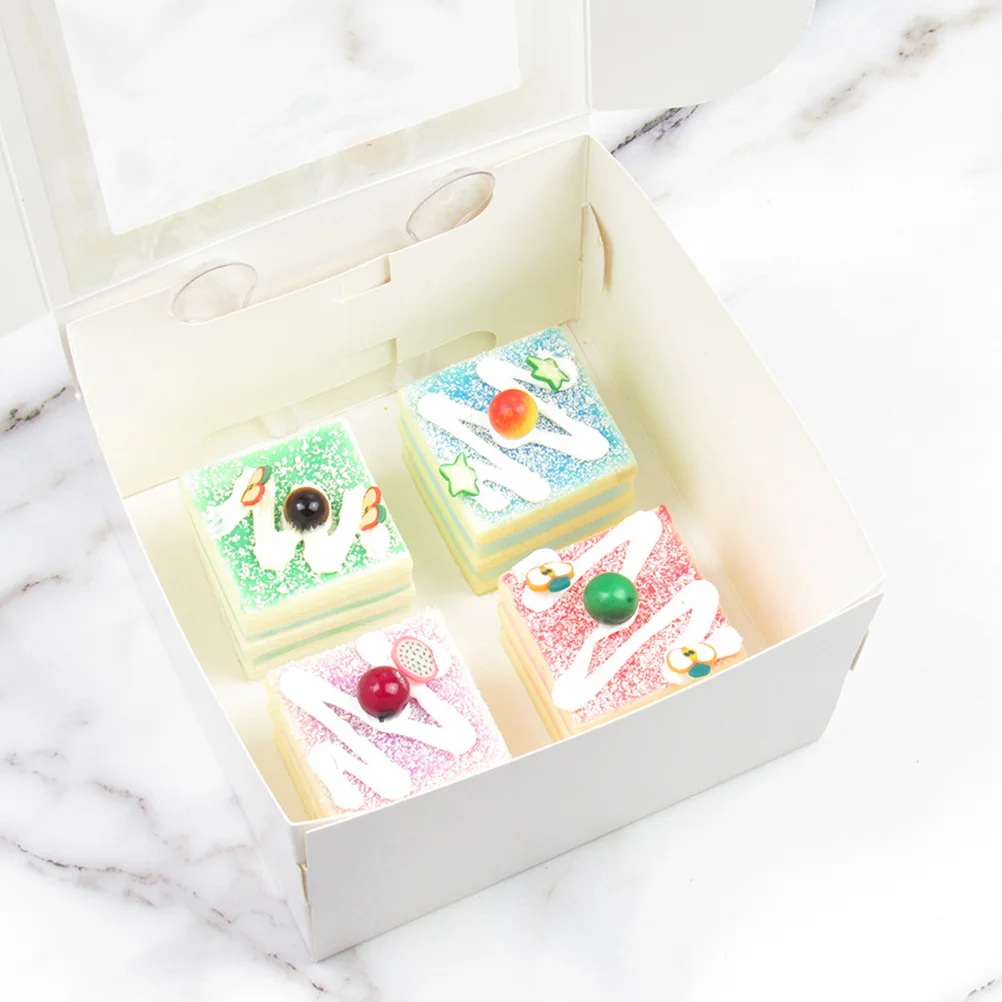 

20pcs Cake Box 350g White Cardboard Food Grade Transparent Window Dessert Boxes Takeaway Safe Practical Kitchen Bar Accessories