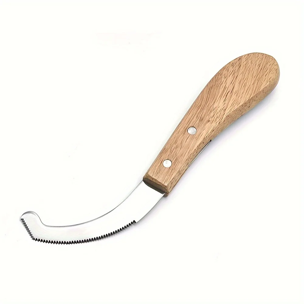 1Pcs Bot Egg Knife for Horses Horse Farrier Tool Grooming Bugs Stainless Steel Blade with Wood Handle Precision Grooming Tool