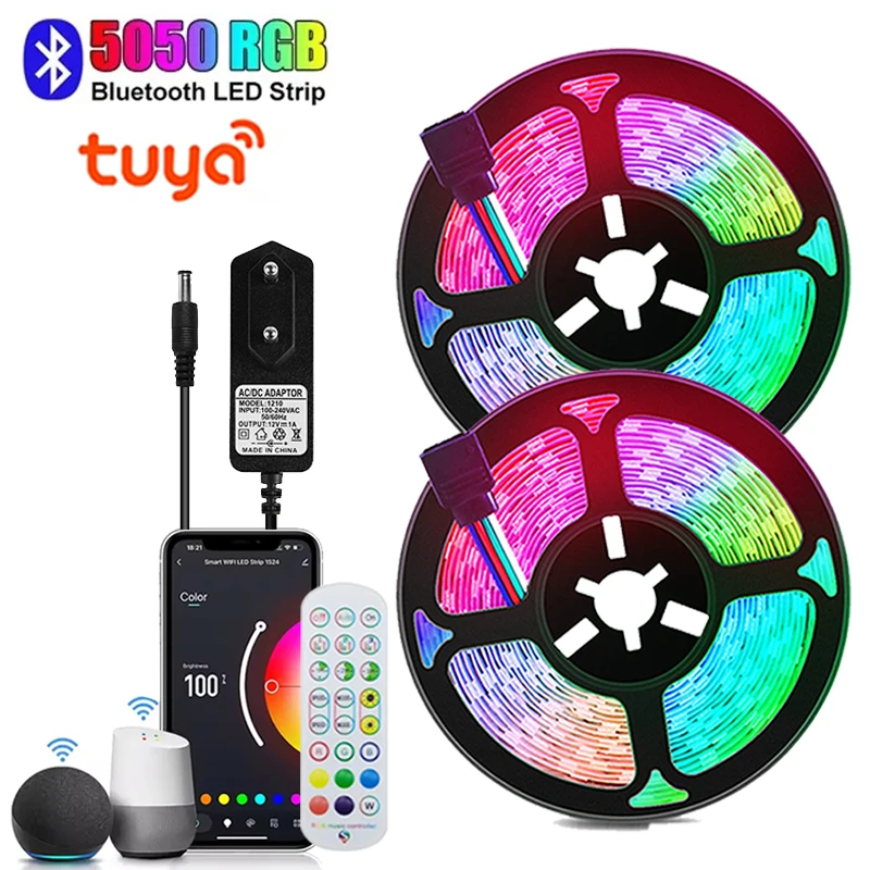Wifi Led Lights Strip For Room Smart Alexa Control Rgb Led Room Lights Strip Bluetooth Music Sync 12V Tape Lights 5050 Rgb